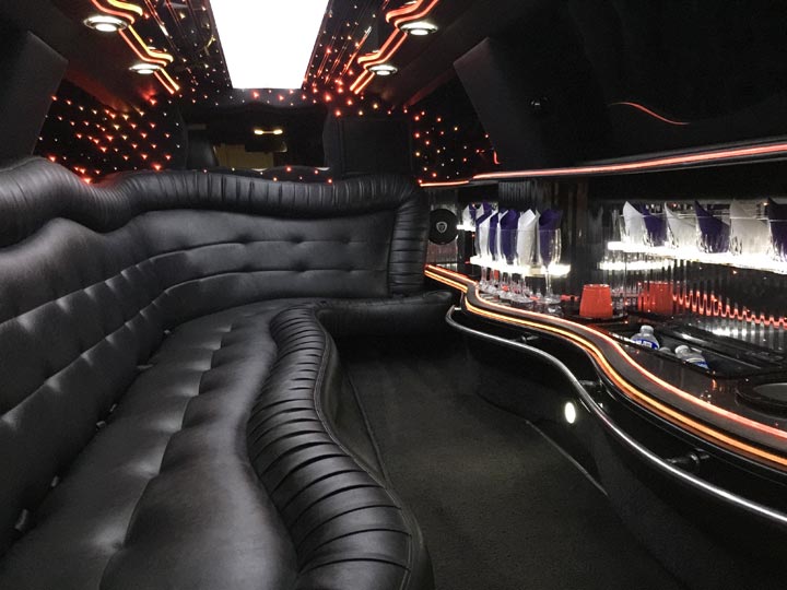 white stretch limousine interior cabin